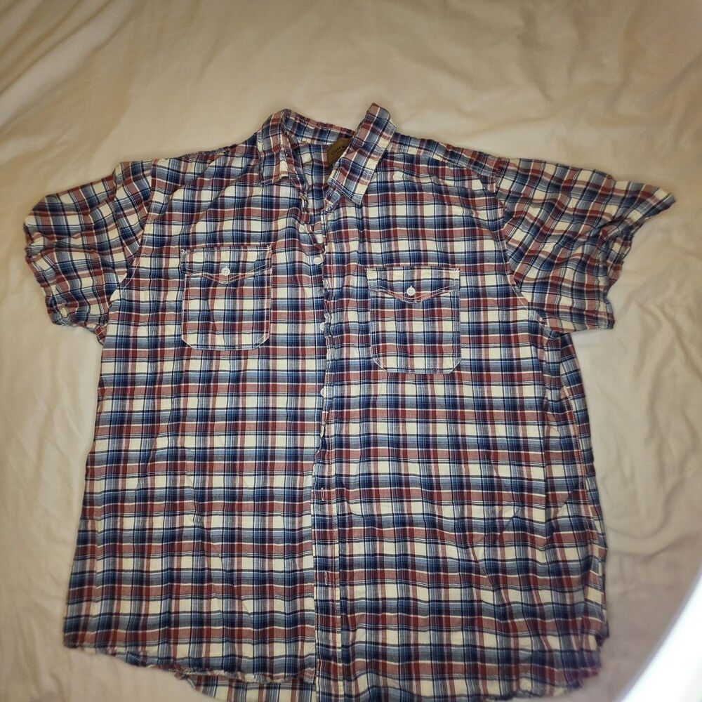 Clear Water Outfitters Mens Shirt 2XL Plaid Short Sleeve Button Up Colorblock